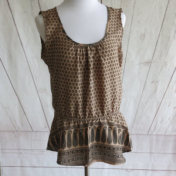 Mendocino Paisley Print Tie Back Sleeveless Peplum Top Blouse - Size Medium - Picture 2 of 7